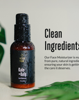 acorn+oak facial moisturizer bottle with green leaves in the background, emphasizing natural ingredients.