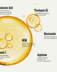acorn+oak skincare ingredients with droplets on a white background